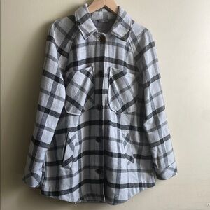 Plaid Button-Up shacket jacket